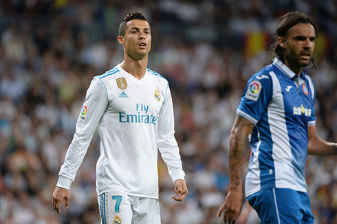 Cristiano Ronaldo playing in Real Madrid 2-0 Espanyol for La Liga 2017-18