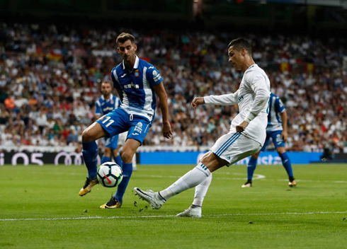 Cristiano Ronaldo putting in a cross with his left foot