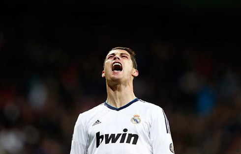 Cristiano Ronaldo big scream and yell, in Real Madrid 2012-2013