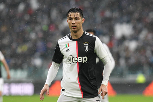 Cristiano Ronaldo in action in Juventus vs Sassuolo, in the Serie A 2019-2020