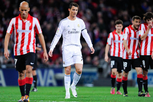 Cristiano Ronaldo walking away of the San Mamés after being sent off