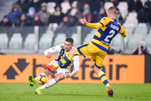 Cristiano Ronaldo scores the first goal of the night in Juventus vs Parma in 2018-19