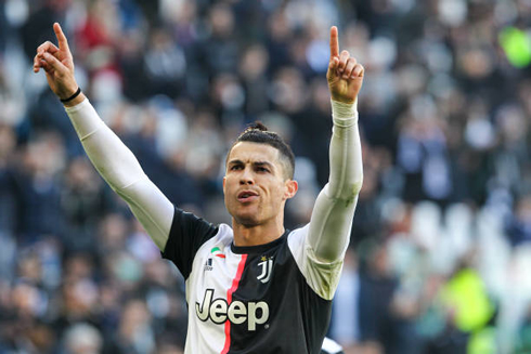 Cristiano Ronaldo celebrates his second goal for Juventus in a 3-0 win over Fiorentina