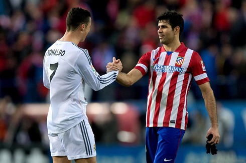 Cristiano Ronaldo and Diego Costa, in Atletico Madrid vs Real Madrid in 2014
