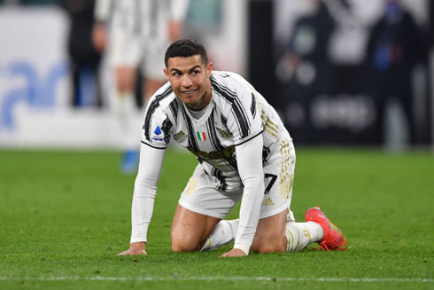 Cristiano Ronaldo down on his knees