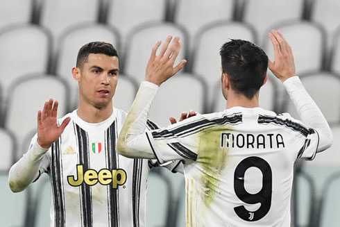 Cristiano Ronaldo and Álvaro Morata in 2021