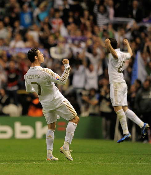 Cristiano Ronaldo and Gonzalo Higuaín celebrating Real Madrid Spanish League title in 2012