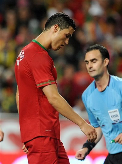 Cristiano Ronaldo sadness, after failing a penalty-kick in a Portugal game against Turkey, just before the EURO 2012