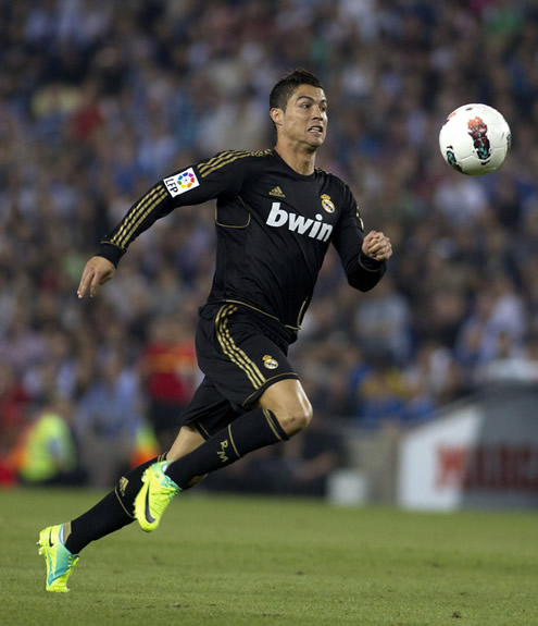 Cristiano Ronaldo running after the ball in La Liga 2011-2012