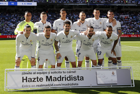 Real Madrid starting lineup against Eibar, in La Liga 2016-2017