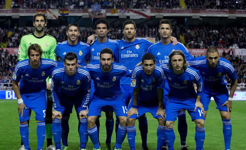 Real Madrid line-up vs Rayo Vallecano at the Vallecas stadium, for La Liga 2013-2014