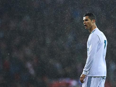 Cristiano Ronaldo playing in the rain for Real Madrid