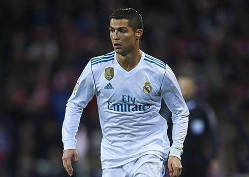 Cristiano Ronaldo wearing Real Madrid 2017-18 jersey in La Liga