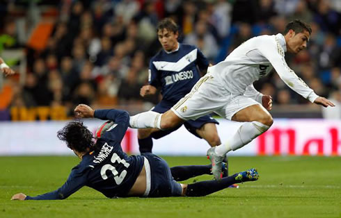 Cristiano Ronaldo being sent to the ground
