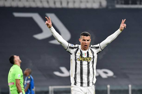 Cristiano Ronaldo reacts after scoring for Juventus in 4-1 win over Udinese