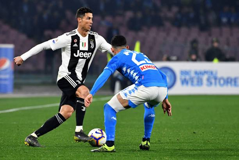 Cristiano Ronaldo in action in Napoli vs Juventus in 2019