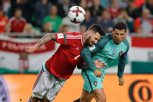 Cristiano Ronaldo header in Hungary 0-1 Portugal, for the 2018 FIFA World Cup qualifiers