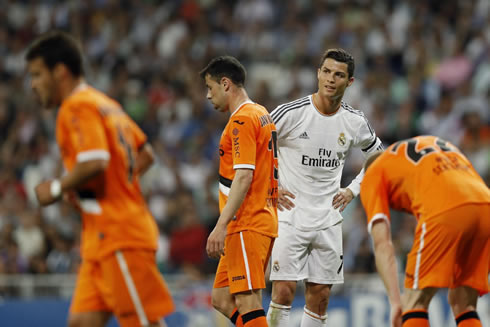Cristiano Ronaldo with his hands on his waist, during Real Madrid vs Valencia for La Liga 2014