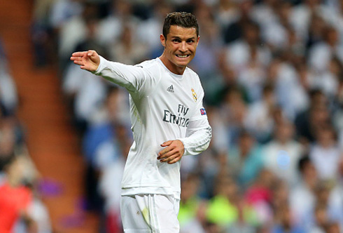 Cristiano Ronaldo giving instructions to his teammates on the pitch