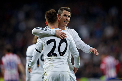 Cristiano Ronaldo congratulating Jesé Rodríguez for scoring in Real Madrid 3-0 Atletico Madrid