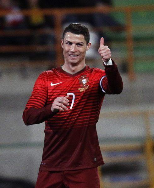 Cristiano Ronaldo in the new Portugal shirt for the World Cup in 2014