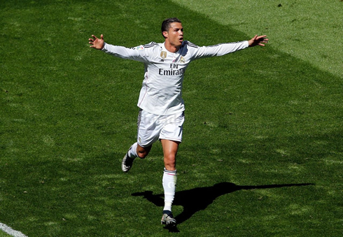 Cristiano Ronaldo running with his arms wide open