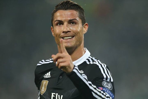 Cristiano Ronaldo sticking his finger up after scoring in Turin