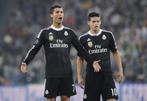Cristiano Ronaldo and James Rodríguez surprised and in shock