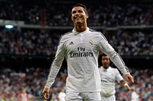 Cristiano Ronaldo visibly happy and smiling