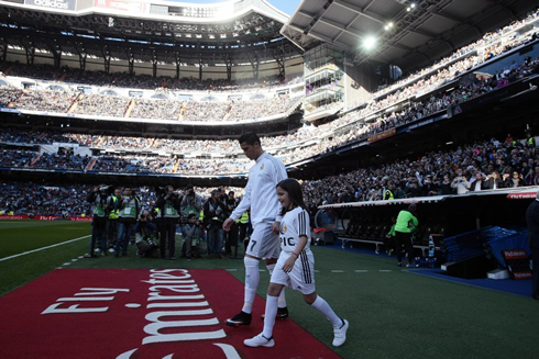 Cristiano Ronaldo entering the Santiago Bernabéu ahead of a Real Madrid game for the Spanish League in 2015-16