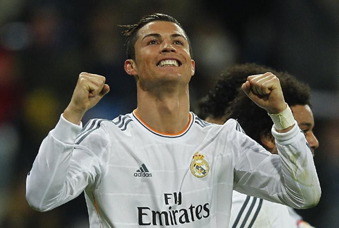 Cristiano Ronaldo happy after scoring for Real Madrid in 2014