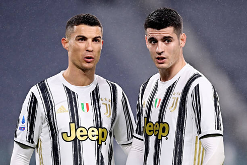 Cristiano Ronaldo next to Alvaro Morata