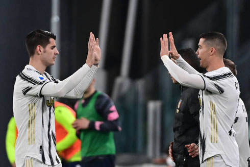 Cristiano Ronaldo coming over for Morata in Juventus 3-1 Lazio