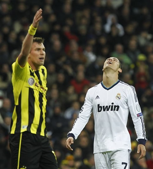 Cristiano Ronaldo looking frustrated in Real Madrid 2-2 Borussia Dortmund, for the Champions League 2012-2013