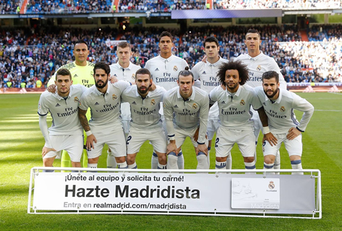 Real Madrid lineup vs Leganes in La Liga 2016-2017