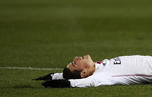 Cristiano Ronaldo exhausted and lied on the ground
