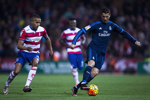 Cristiano Ronaldo in action in Granada vs Real Madrid