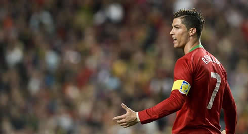 Cristiano Ronaldo in action in Portugal vs Russia, for the FIFA World Cup 2014 qualifiers