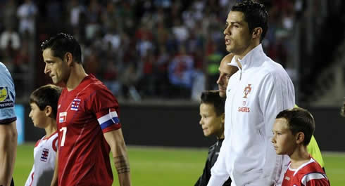 Cristiano Ronaldo entering the pitch in Luxembourg vs Portugal, for the 2014 FIFA World Cup qualifiers