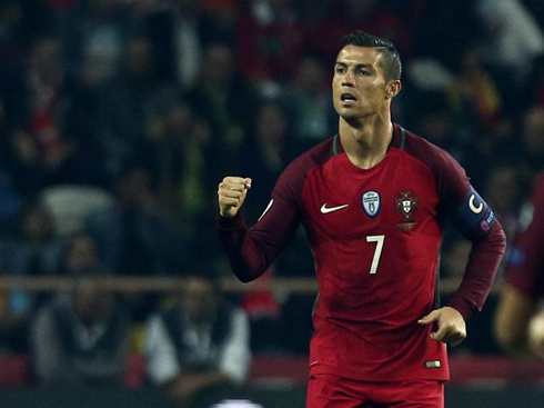 Cristiano Ronaldo celebrates Portugal goal against Andorra