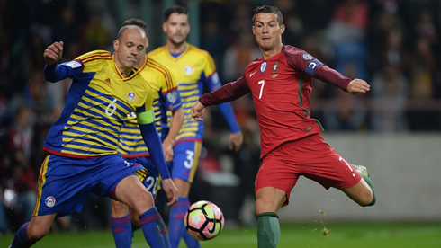 Cristiano Ronaldo left-foot strike in Portugal vs Andorra, for the 2018 FIFA World Cup Qualifying stage