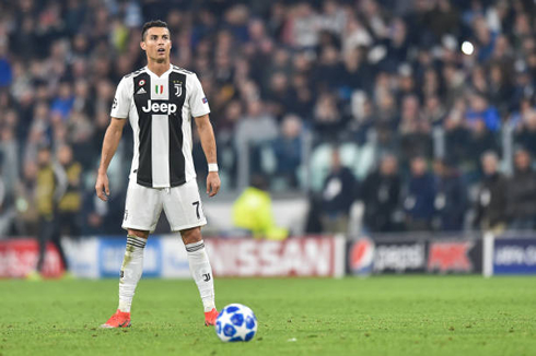 Cristiano Ronaldo takes a deep breath before hitting a free-kick