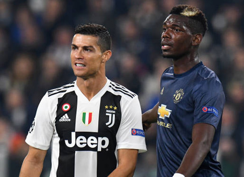 Cristiano Ronaldo and Paul Pogba in Juventus vs Manchester United in 2018