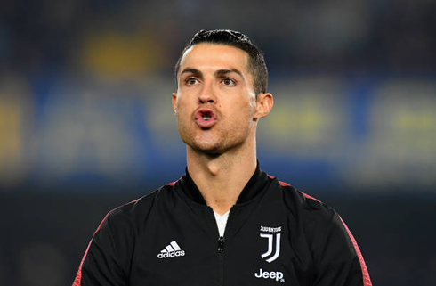 Cristiano Ronaldo funny face before a game in the Serie A