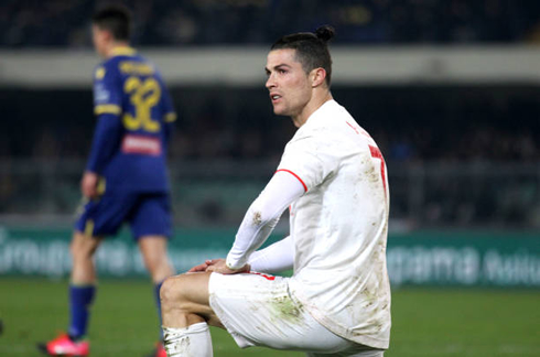 Cristiano Ronaldo looking disappointed in Hellas Verona 2-1 Juventus