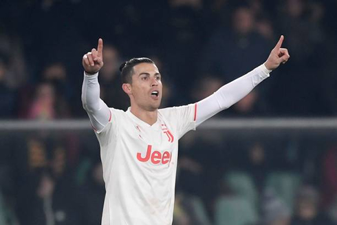 Cristiano Ronaldo celebrating his goal for Juventus against Hellas Verona