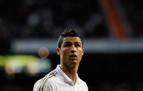 Cristiano Ronaldo with a sad and unhappy face in Real Madrid 2012