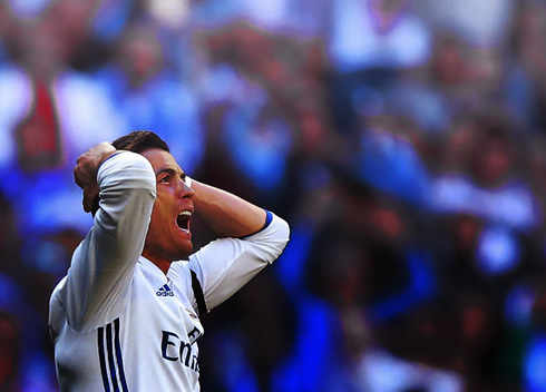 Cristiano Ronaldo pulling his hair in despair