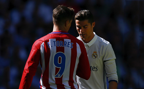 Cristiano Ronaldo and Fernando Torres in Real Madrid vs Atletico Madrid in 2017