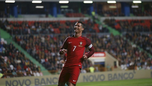 Cristiano Ronaldo in action in Portugal vs Estonia in 2016